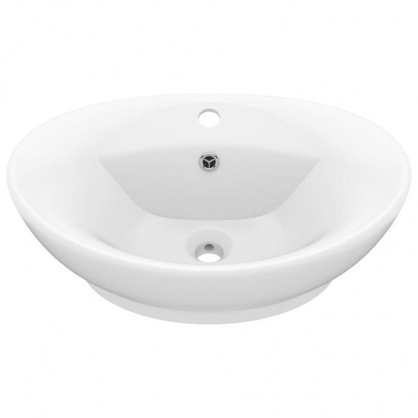 Lavatório luxuoso oval 58.5x39 cm cerâmica branco mate M 2