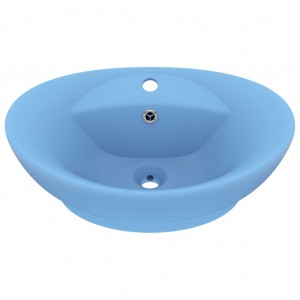 Lavatório luxuoso oval 58.5x39 cm cerâmica azul-claro mate H