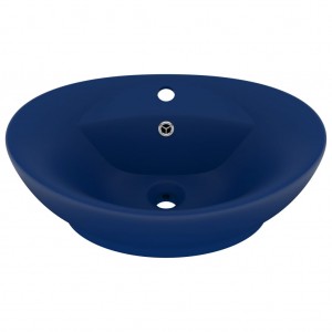 Lavabo lujoso con rebosadero cerámica azul oscuro 58.5x39cm H