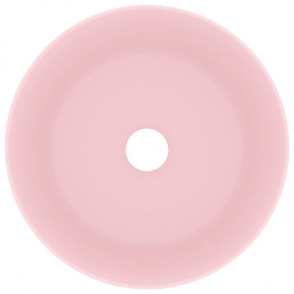 Lavatório luxuoso redondo 40x15 cm cerâmica rosa mate M 3