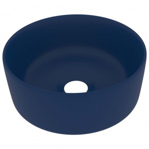 Lavabo de lujo redondo cerámica azul oscuro mate 40x15 cm H