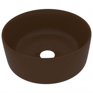 Lavabo de luxo redondo cerâmica marrom escuro mate 40x15 cm H