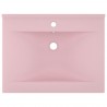 Lavatório c/ orifício de torneira 60x46 cm cerâmica rosa mate 3
