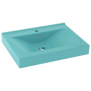 Lavabo de lujo con grifo cerámica 60x46 cm verde claro H