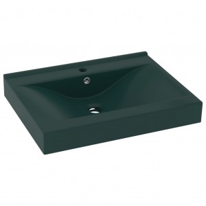 Lavabo de lujo con grifo cerámica verde oscuro 60x46 cm H