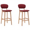 Bancos de bar 2 pcs tecido vermelho tinto 1