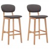 Bancos de bar 2 pcs tecido cinzento-acastanhado 1