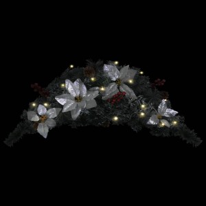 Grinalda de Natal com luzes LED 90 cm PVC verde H