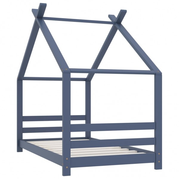 Estrutura de cama para crianças 80x160 cm pinho maciço cinza M 2