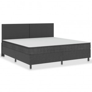 Cama boxspring 200x200 cm tecido cinzento-escuro H