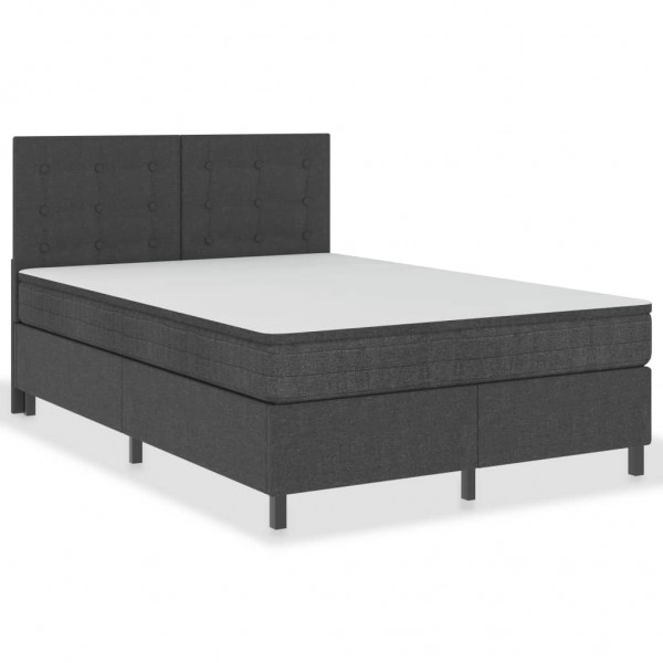Cama box spring tela gris oscuro 140x200 cm D