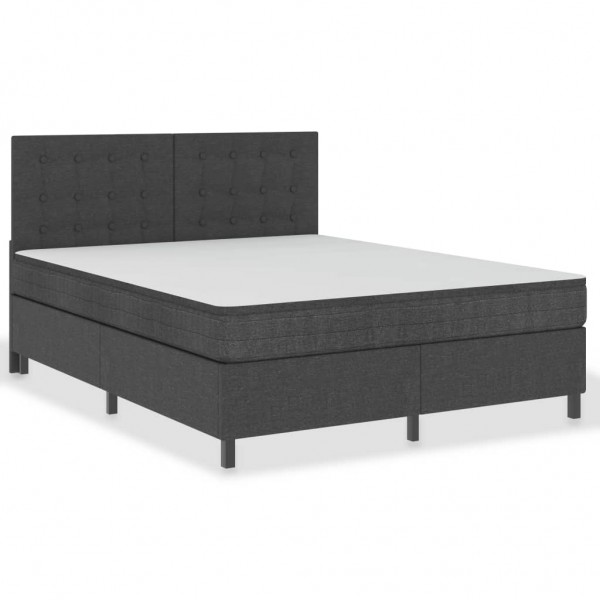 Cama box spring tela gris oscuro 160x200 cm D
