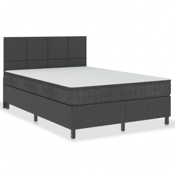Cama box spring tela gris oscuro 140x200 cm D