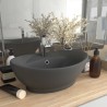 Lavabo lujoso con rebosadero cerámica gris oscuro 58.5x39 cm 1