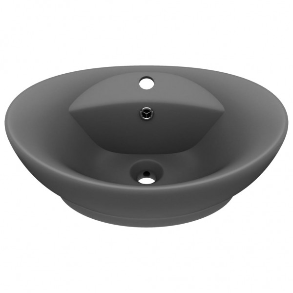 Lavabo lujoso con rebosadero cerámica gris oscuro 58.5x39 cm M 2