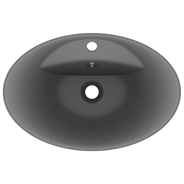 Lavatório luxuoso oval 58.5x39 cm cerâmica cinza-escuro mate M 4