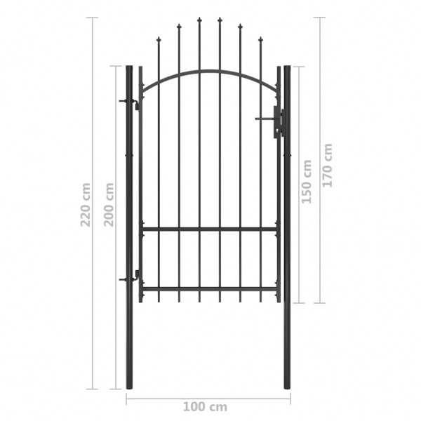 Portão de jardim 1x2.2 m aço preto M 5