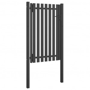 Puerta de valla para jardín de acero gris antracita 1x2 cm H