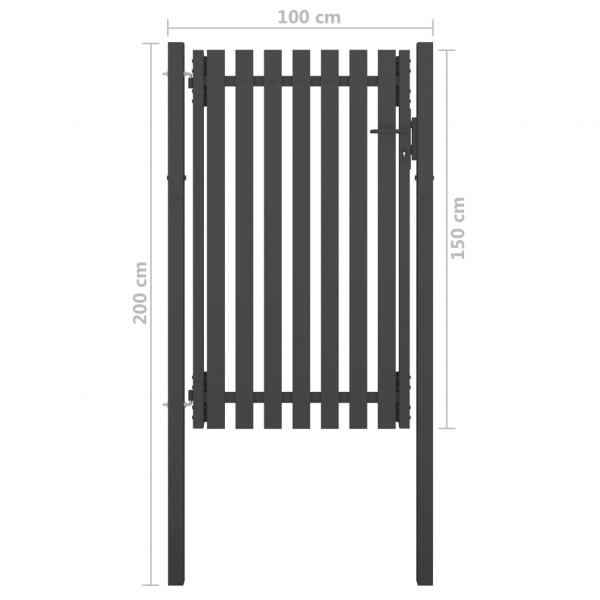 Portão de cerca para jardim 1x2 m aço antracite M 4