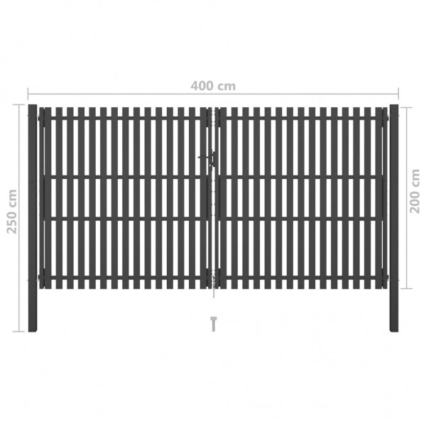 Portão de cerca para jardim 4x2.5 m aço antracite M 5
