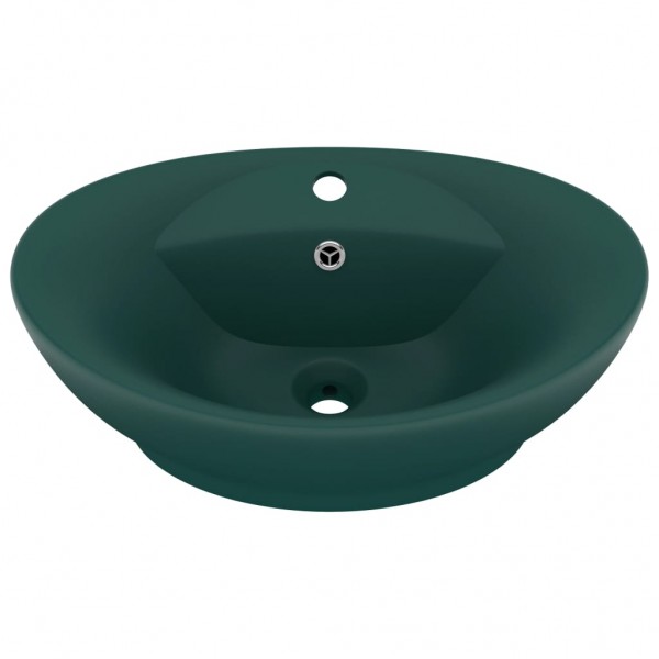 Lavabo lujo con rebosadero cerámica verde oscuro 58.5x39 cm M 2
