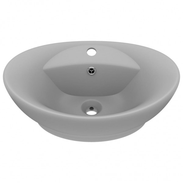 Lavabo lujoso ovalado con rebosadero cerámica gris claro mate M 2