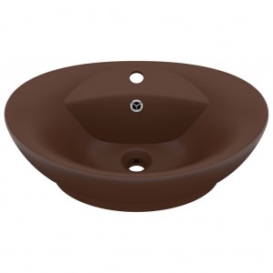 Lavatório luxuoso oval 58.5x39 cm cerâmica castanho-escuro mate H