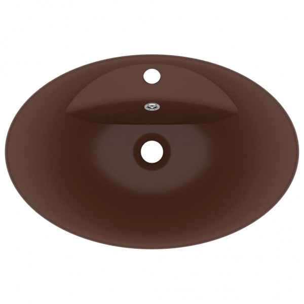 Lavatório luxuoso oval 58.5x39 cm cerâmica castanho-escuro mate M 4