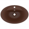 Lavabo lujoso ovalado rebosadero cerámica marrón oscuro mate 4