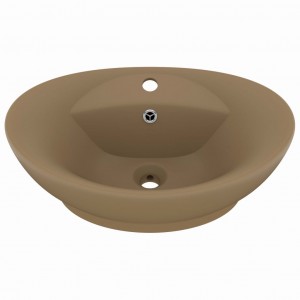 Lavatório luxuoso oval 58.5x39 cm cerâmica creme mate H
