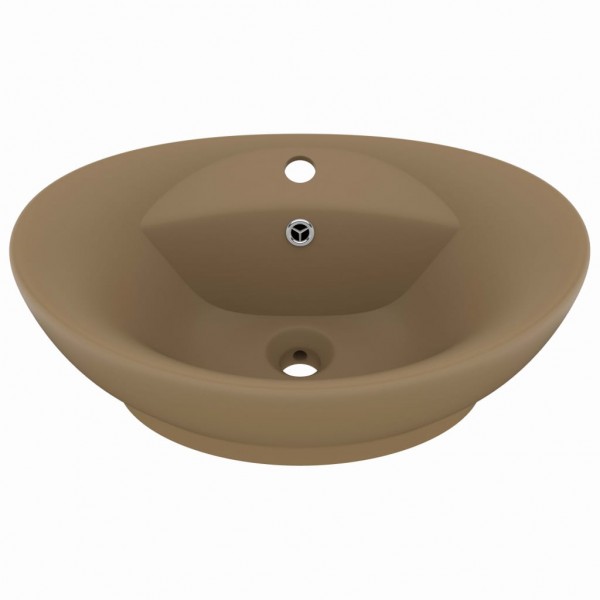 Lavabo lujoso con rebosadero cerámica crema mate 58.5x39 cm M 2