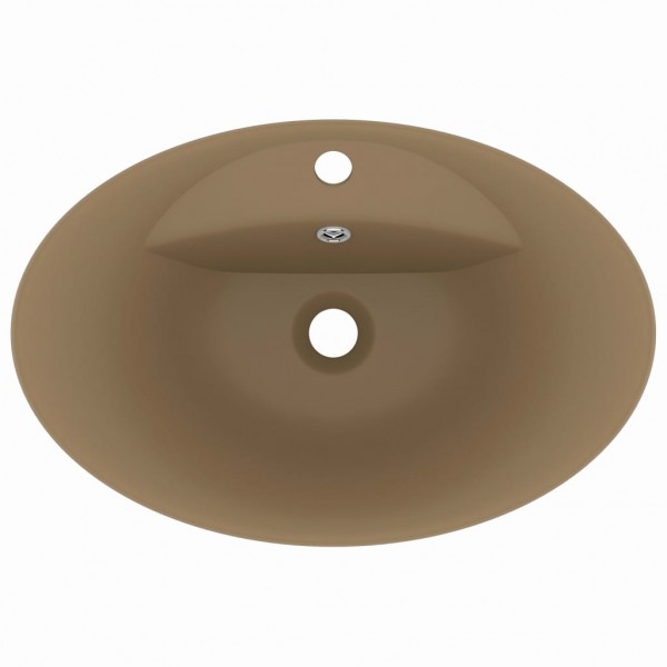 Lavatório luxuoso oval 58.5x39 cm cerâmica creme mate M 4