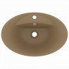Lavatório luxuoso oval 58.5x39 cm cerâmica creme mate 4