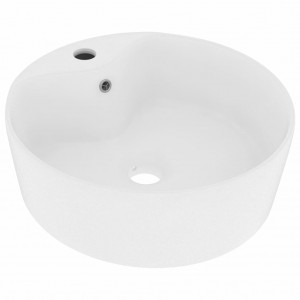 Lavatório com extravasamento 36x13 cm cerâmica branco mate H