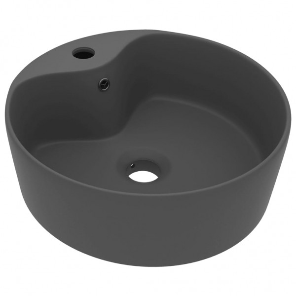 Lavabo lujoso con rebosadero cerámica gris oscuro mate 36x13 cm M 2