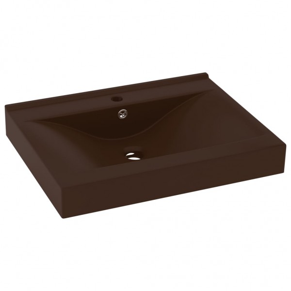Lavabo de lujo agujero de grifo cerámica marrón oscuro 60x46 cm M 2