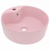 Lavabo lujo con rebosadero cerámica rosa mate 36x13 cm 2