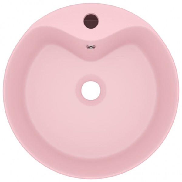 Lavabo lujo con rebosadero cerámica rosa mate 36x13 cm M 3