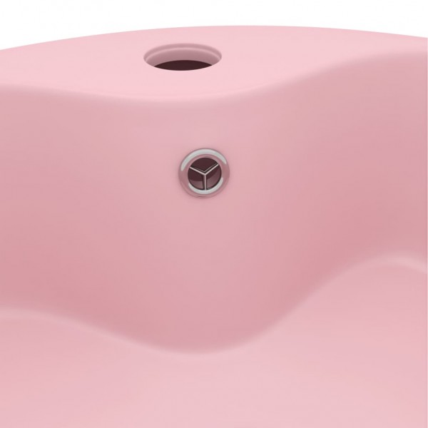 Lavabo lujo con rebosadero cerámica rosa mate 36x13 cm M 5