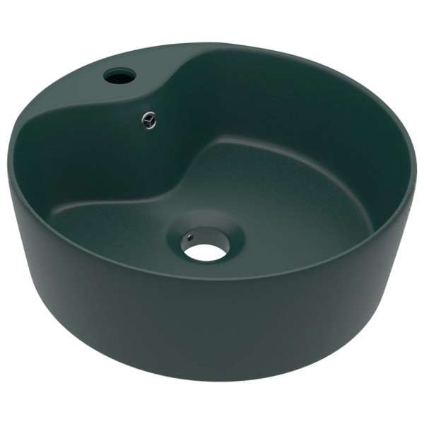 Lavabo lujo con rebosadero cerámica verde oscuro mate 36x13 cm M 2