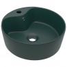 Lavabo lujo con rebosadero cerámica verde oscuro mate 36x13 cm 2