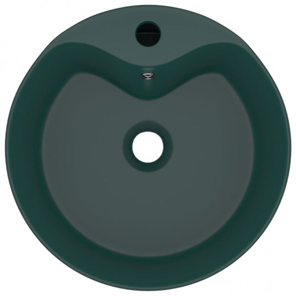 Lavabo lujo con rebosadero cerámica verde oscuro mate 36x13 cm M 3