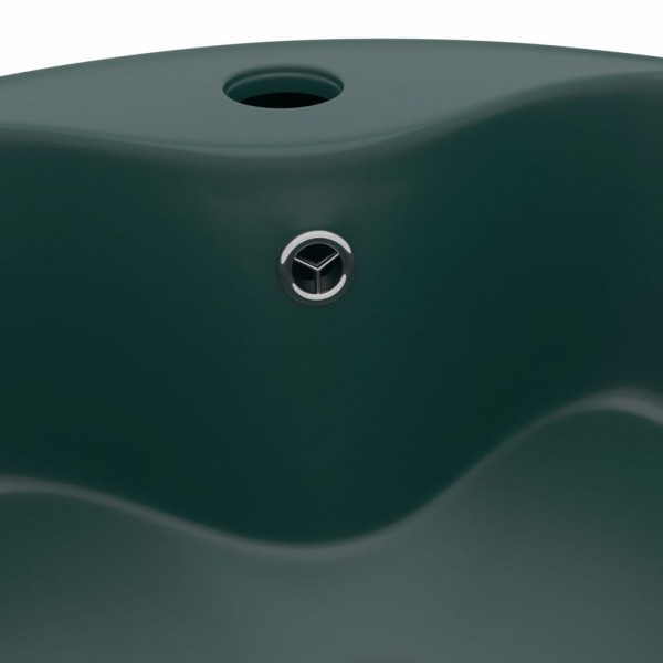 Lavabo lujo con rebosadero cerámica verde oscuro mate 36x13 cm M 5