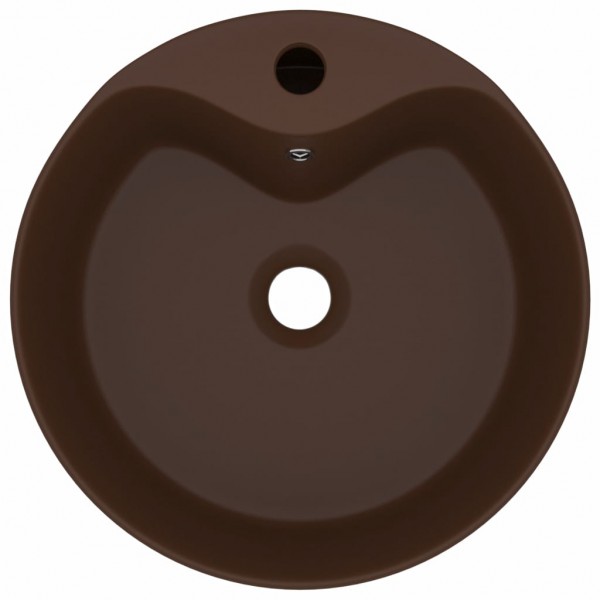 Lavabo lujoso y rebosadero cerámica marrón oscuro mate 36x13 cm M 3