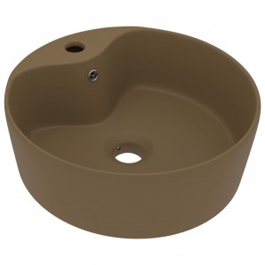 Lavabo lujoso con rebosadero cerámica crema mate 36x13 cm H