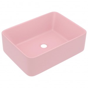 Lavabo de lujo de cerámica rosa mate 41x30x12 cm H
