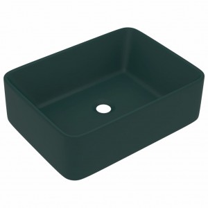 Lavatório luxuoso 41x30x12 cm cerâmica verde-escuro mate H