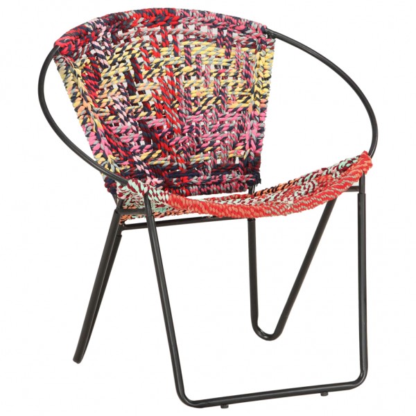 Silla circular chindi de tela multicolor D