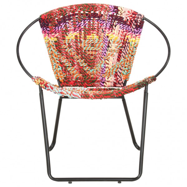 Silla circular chindi de tela multicolor M 2