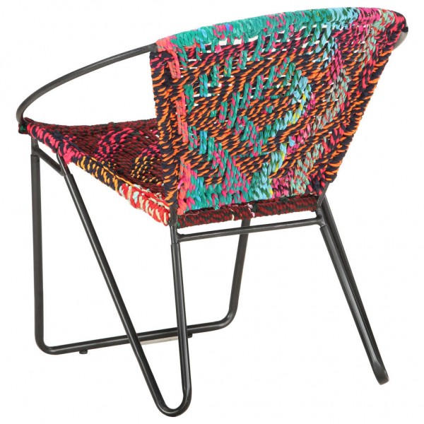 Silla circular chindi de tela multicolor M 4